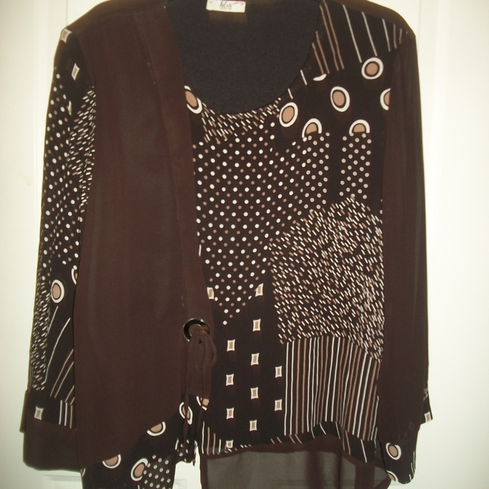 Hlm Collection Multi-Pattern Blouse 0x Nwot - image 2